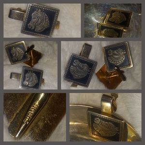 Vintage Swank, Christmas Carousel Limited Edition Set (3pc) Cuff Links& …